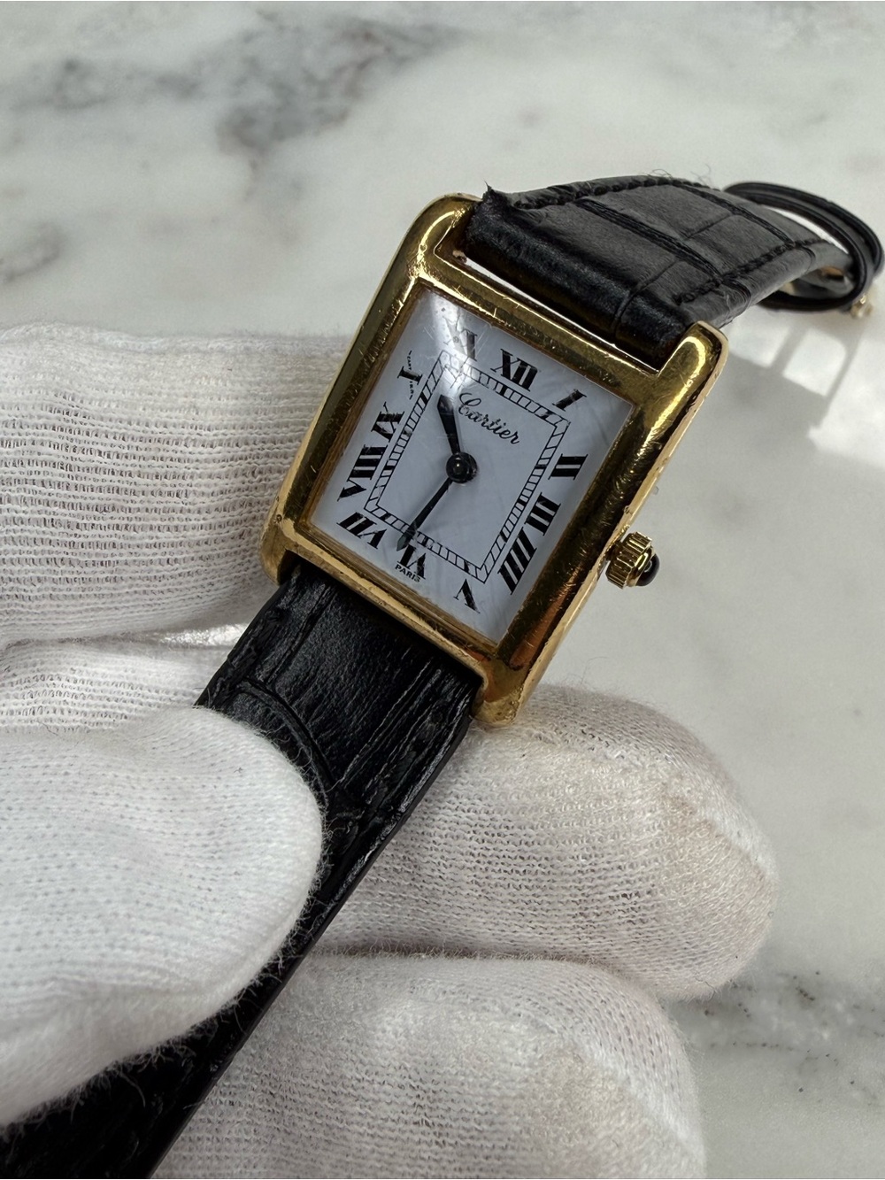 Auth Vintage Cartier Tank 18k Electroplated 1970s 21x28mm Manual Wind Movement - Picture 12 of 16